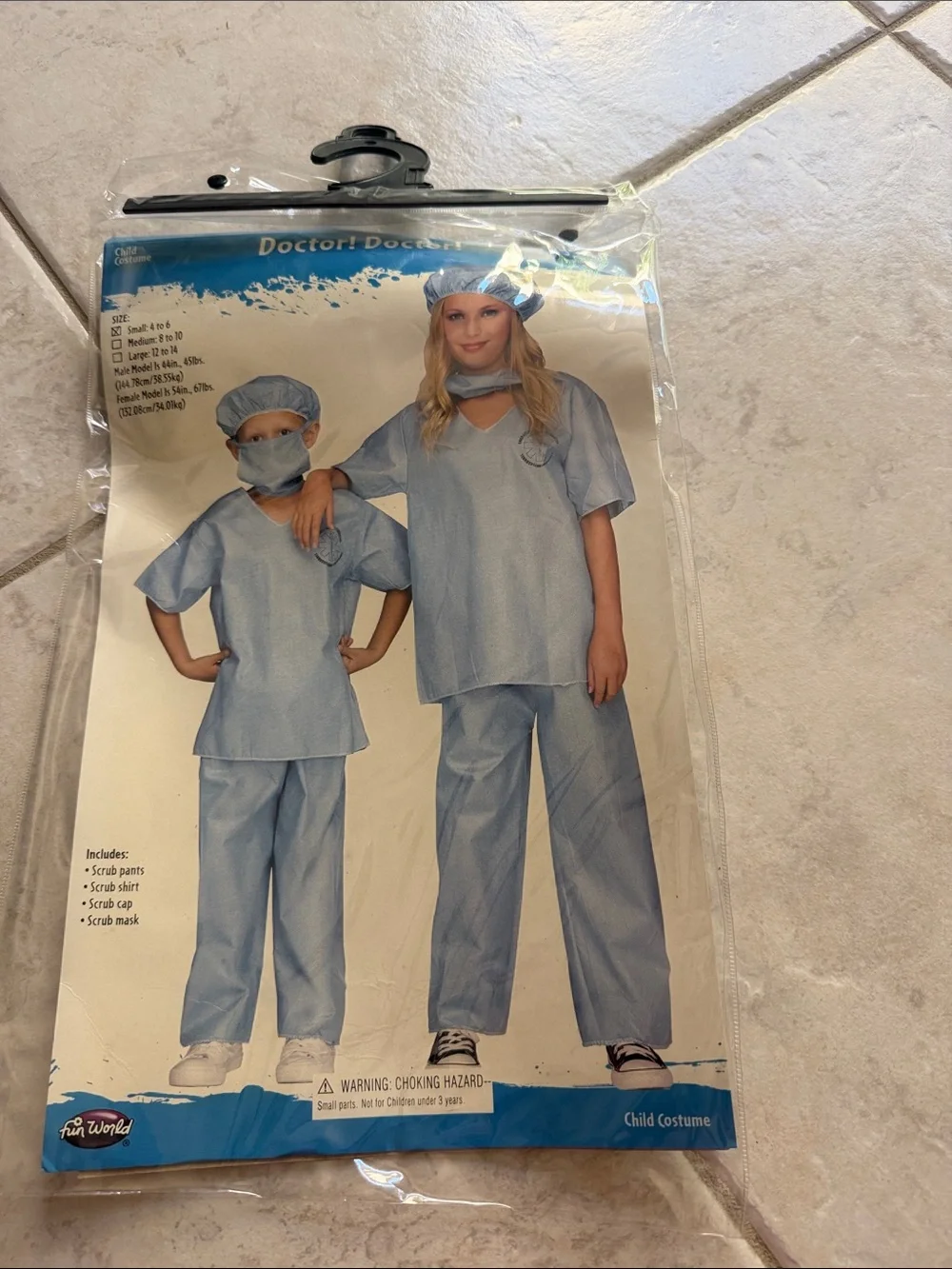 Kids Blue Doctor Scrubs Costume Set - Surgical Play Outfit plus white coat
